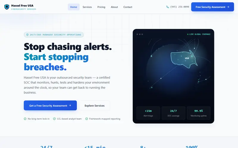 Hassel Free USA website homepage