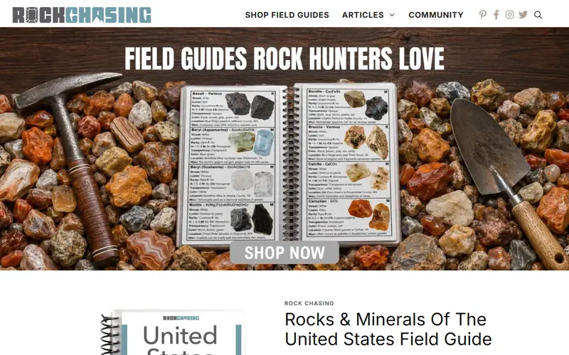 Rock Chasing website homepage