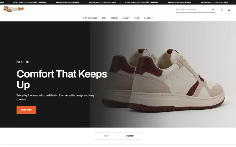 Shoezhub website homepage