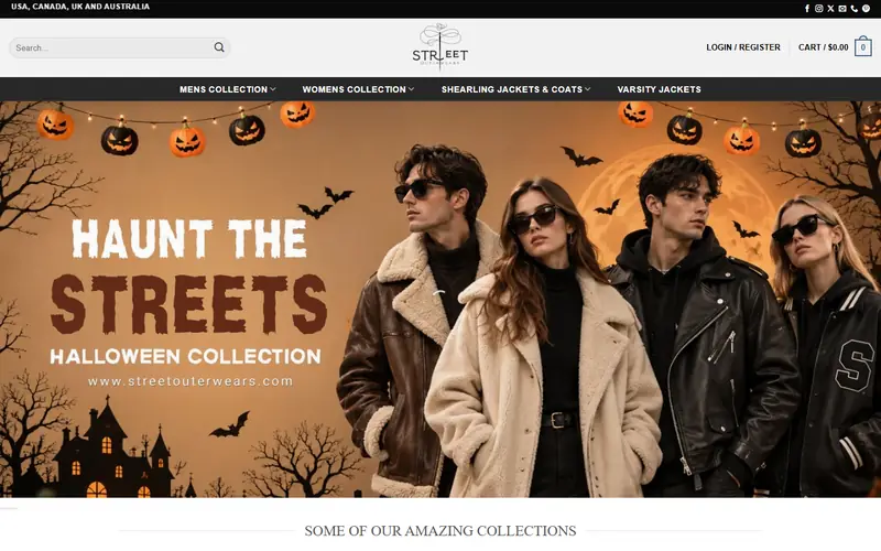 Street Outerwears website homepage